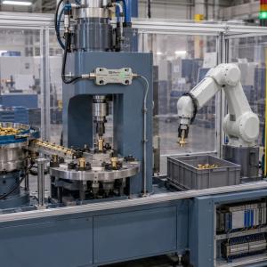 Force transducers integrated into production machinery and connected to a METRO signal conditioner over IO-Link