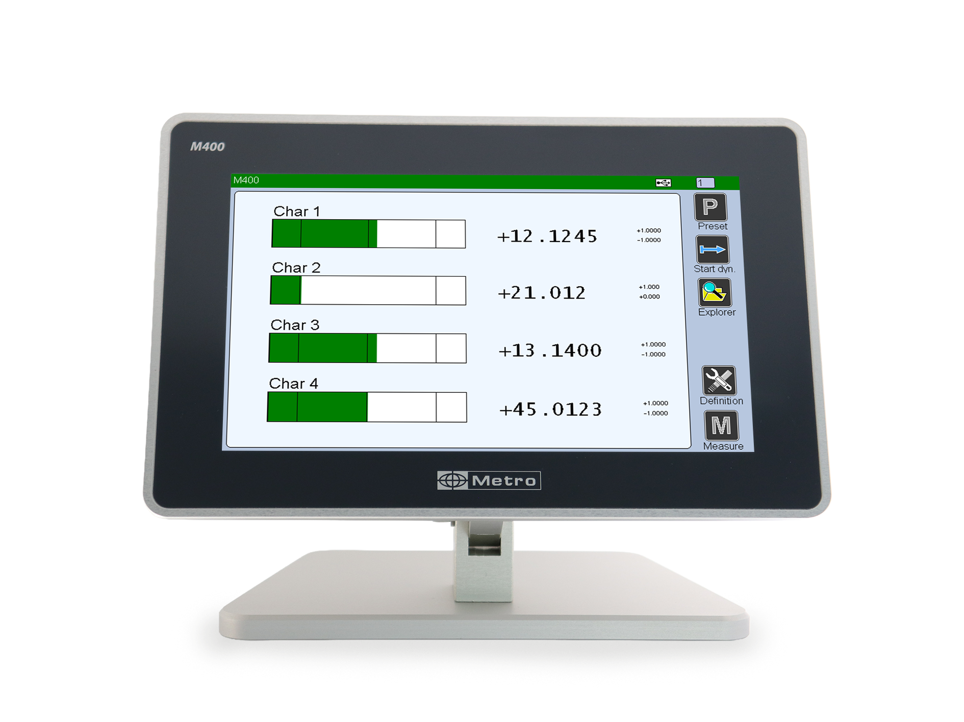 M400 industrial touchscreen display for multi-dimension inspection