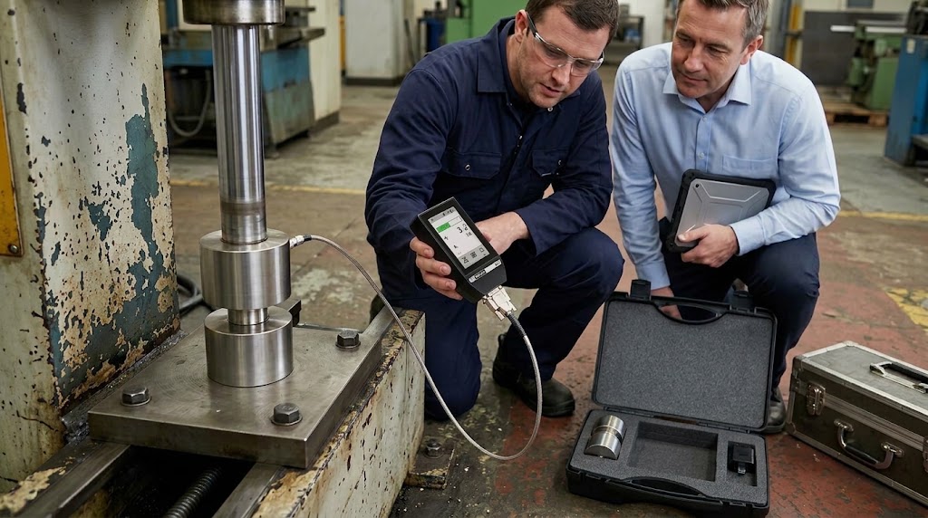 Technician measuring a load on site with a METRO handheld indicator