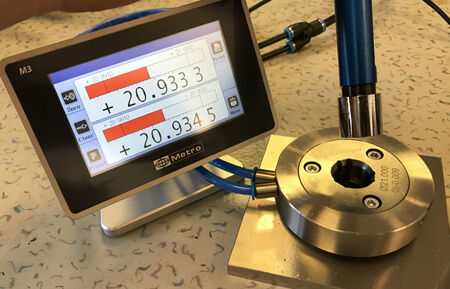 Example of measurement of 2 outer diameters on a pneumatic ring